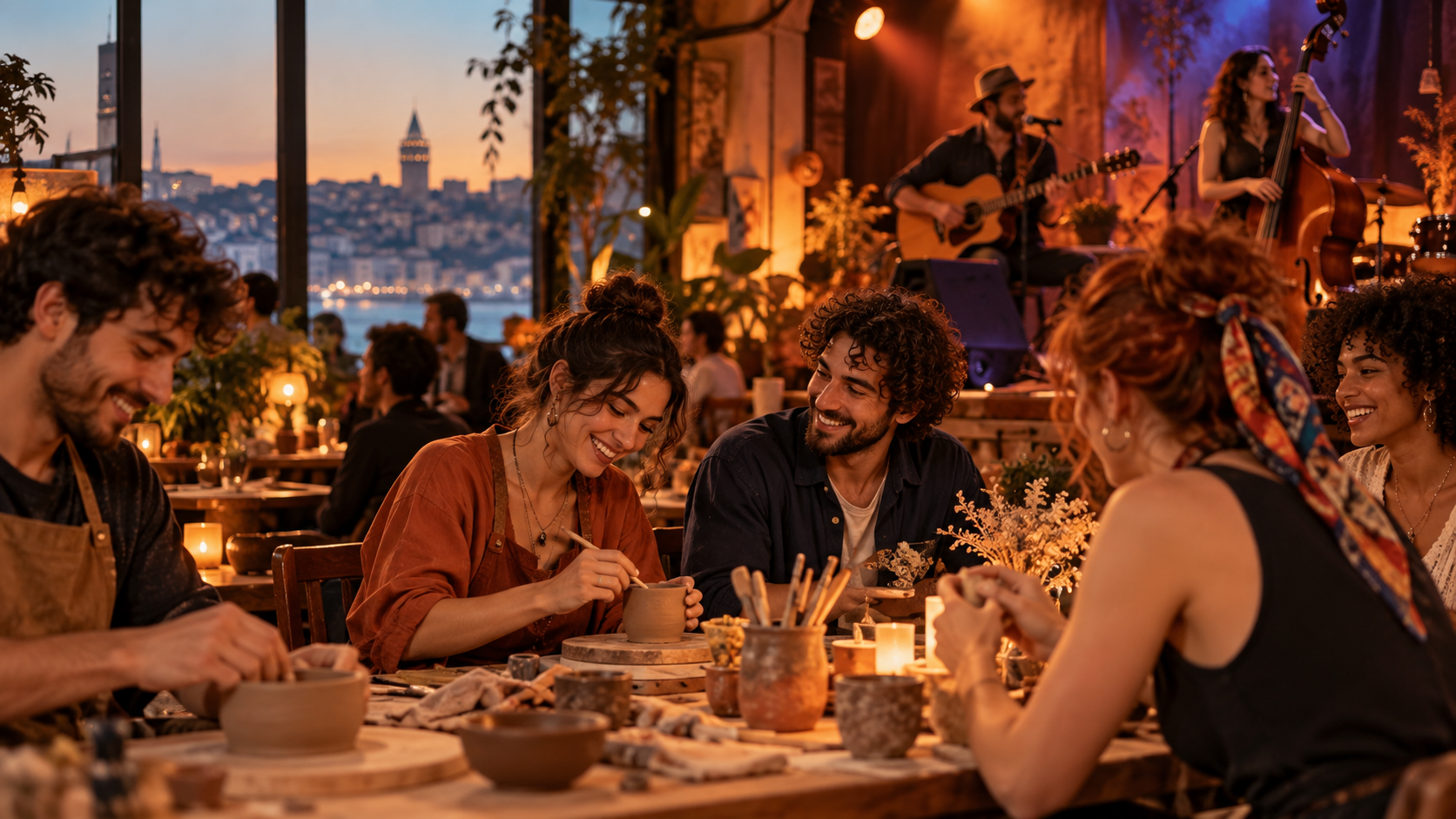 Arkadaşların etkinlikte keyifli vakit geçirmesi
